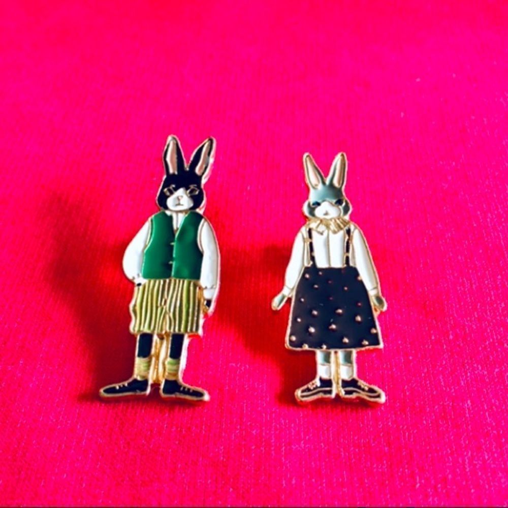 Enamel Rabbit 🐰 Brooches Pin Set - Picture 2 of 11